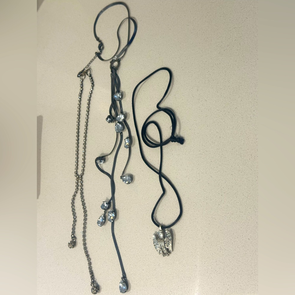 3 silver time costume jewelry necklaces